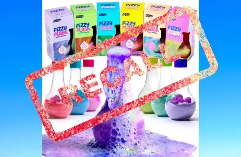 Image of Children’s Tubby Tots Fizzy Flask Bath Magic with Recall stamped over it