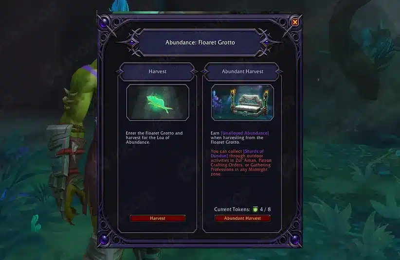 World of Warcraft: Midnight Abundance event menu