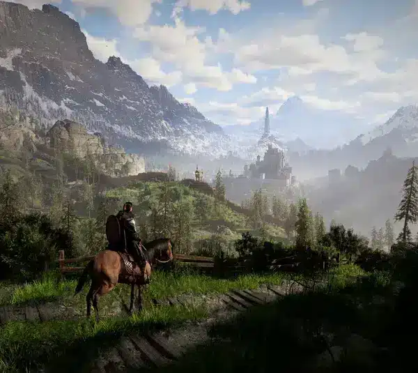 Kliff overlooking the expansive map of Pywel in Crimson Desert