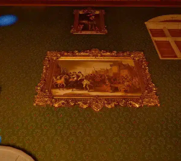 painting of various men and horses found in Crimson Desert