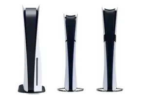 Sony PlayStation 5, PlayStation 5 Digital Edition Slim, and PlayStation 5 Pro side by side comparison. PS6