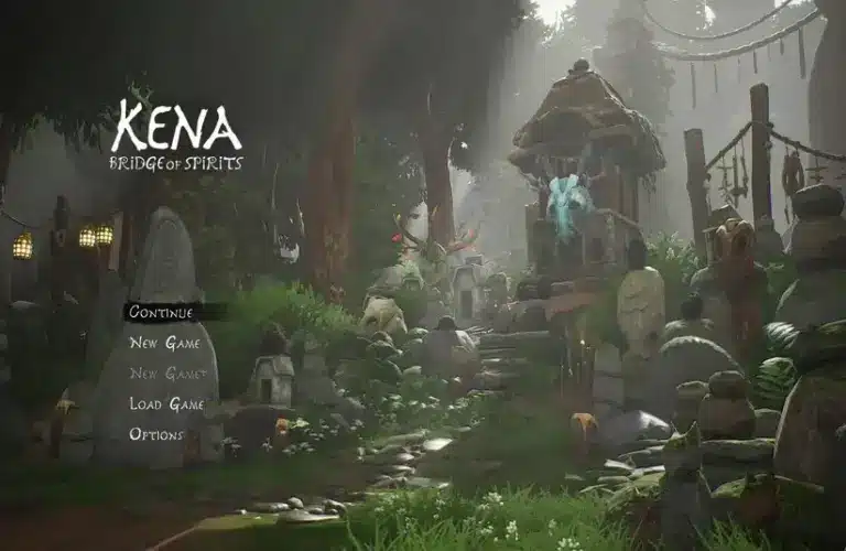 The main menu of Kena: Bridge of Spirits