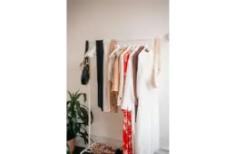 Clothes hanging on a rack representing spring style