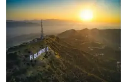 In today's daily Drop, there's a beautiful scene of the Hollywood sign with a sunset in the background