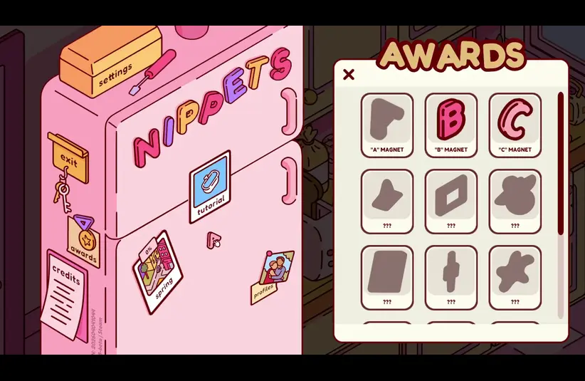 Screenshot of the Awards screen in Nippets
