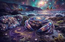 Abstract and Celestial Crab Cancer Zodiac Sign
