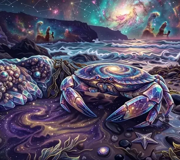 Abstract and Celestial Crab Cancer Zodiac Sign