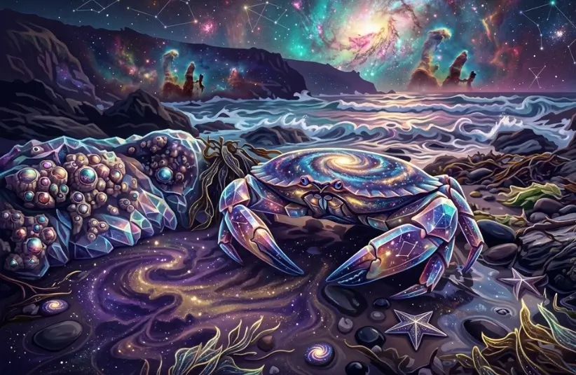 Abstract and Celestial Crab Cancer Zodiac Sign
