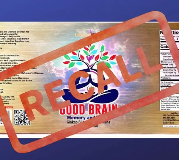 Image of label for Good Brain Tonic with Recall stamped over it