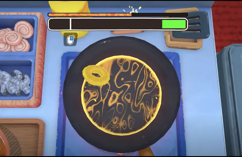 KuloNiku: Bowl Up!'s cooking process is a collection of mini-games where you boil, fry, chop, and season your ingredients