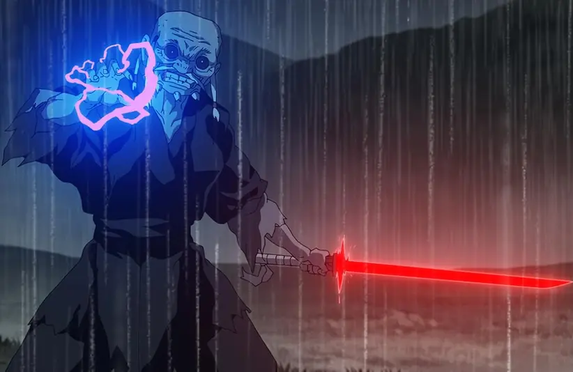 Dangerous Sith Lord with curved lightsaber in Star Wars "Visions"