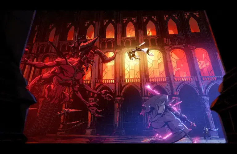 Image of Heroes fighting Diablo 2 from the Reward the Scars music video