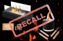 Images of Rozato Tabletop Firepits with Recall stamped over the top