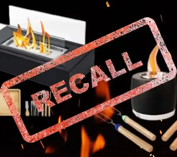 Images of Rozato Tabletop Firepits with Recall stamped over the top