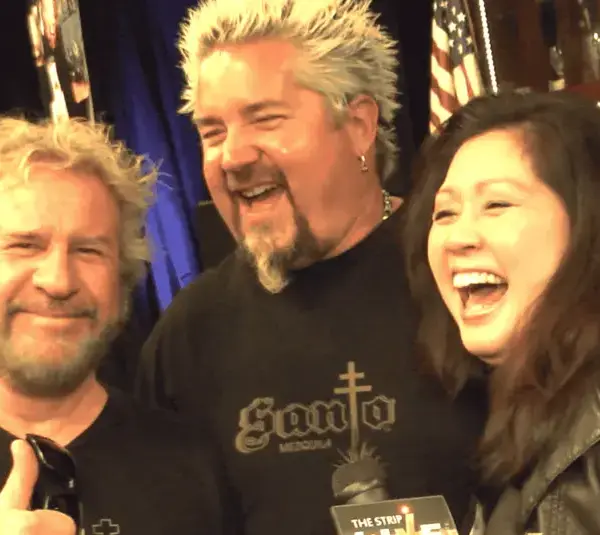 Guy Fieri with Sammy Hagar and Maria Ngo