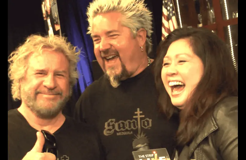 Guy Fieri with Sammy Hagar and Maria Ngo