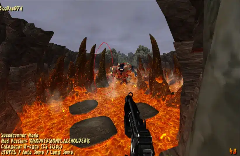 first person perspective running through lava in Jak and Daxter 3 PC version