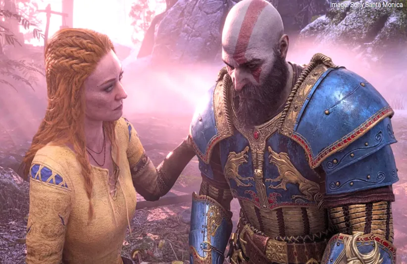 Faye and Kratos talking through a dream Kratos is having