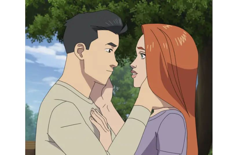 Gillian Jacobs and Steven Yeun in "Invincible." Courtesy of Prime Video