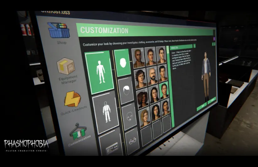 Image of Character creation from Phasmophobia