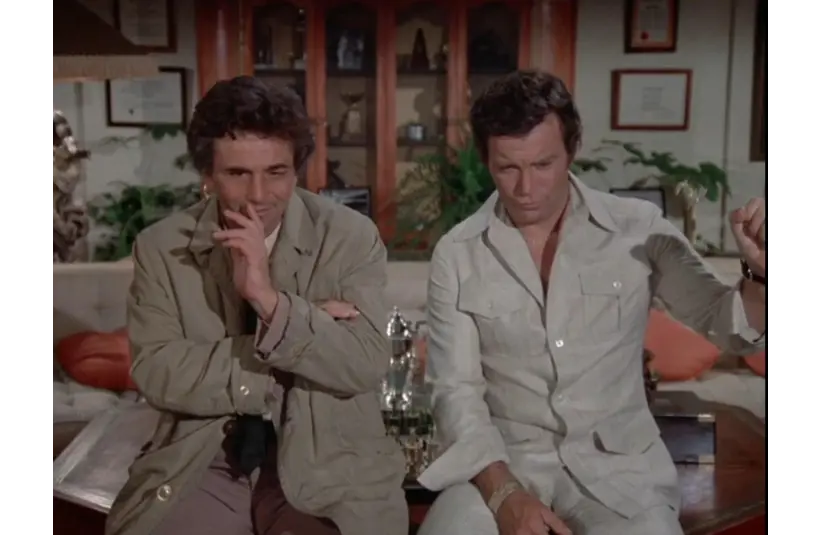 Peter Falk and William Shatner in an episode of "Columbo". Courtesy of Universal