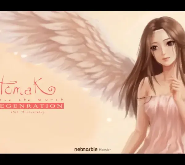 Title screen for TOMAK: Save the Earth Regeneration showing a young woman with wings, free on Epic Games Store April 2, 2026