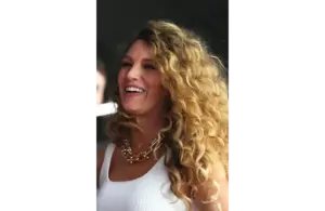 Feb 11, 2024; Paradise, Nevada, USA; Actress Blake Lively looks on during the Kansas City Chiefs and San Francisco 49ers game during Super Bowl LVIII at Allegiant Stadium. Mandatory Credit: Joe Camporeale-Imagn Images