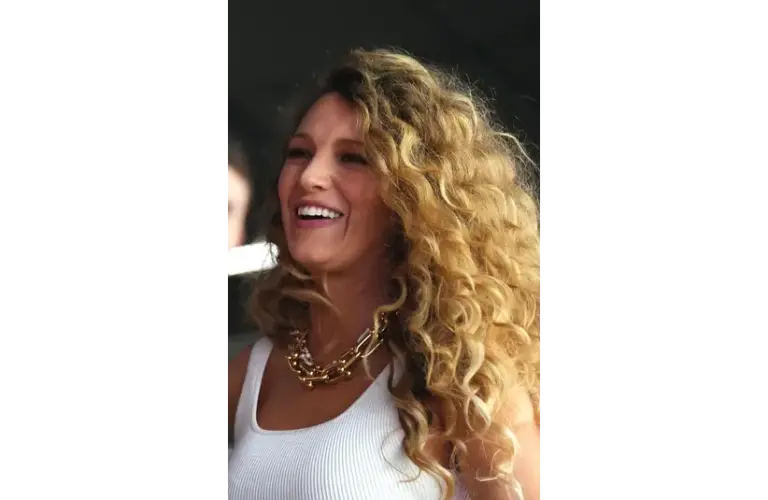 Feb 11, 2024; Paradise, Nevada, USA; Actress Blake Lively looks on during the Kansas City Chiefs and San Francisco 49ers game during Super Bowl LVIII at Allegiant Stadium. Mandatory Credit: Joe Camporeale-Imagn Images