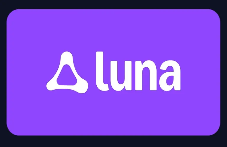 Amazon Luna logo white text on a purple background