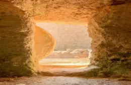 Easter as represented by an empty tomb.