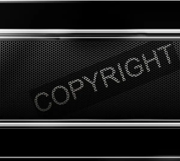 A metallic black background with a honeycomb pattern, featuring the word "COPYRIGHT" in bold, dotted letters tilted diagonally across the center.