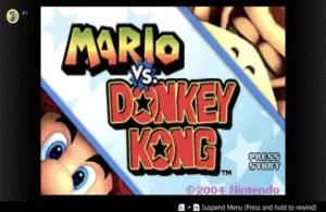 The title screen of Mario vs. Donkey Kong, recently released on Nintendo Switch Online