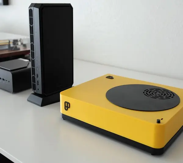 Playnix console on a table next to a router