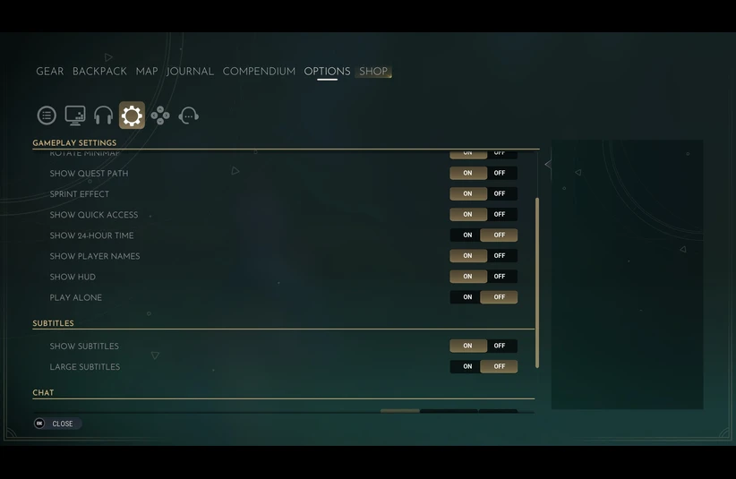 Screenshot of new UI settings for Equinox: Homecoming v1.4.0