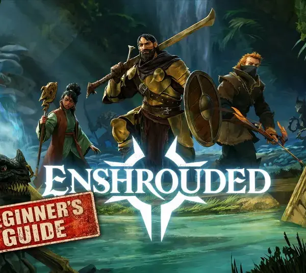 Enshrouded Key Art with Beginner's Guide stamp