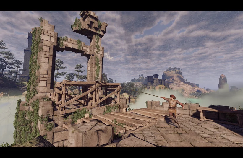 Image using the grapplehook from Enshrouded