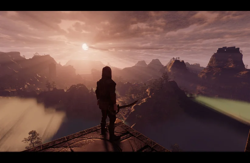 Image of the sunset in from Enshrouded