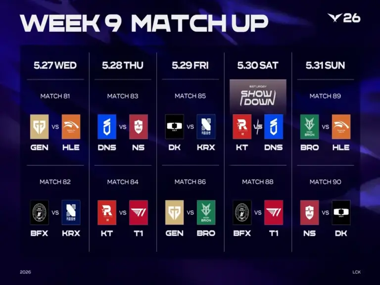 The LCK Week 9 Schedule