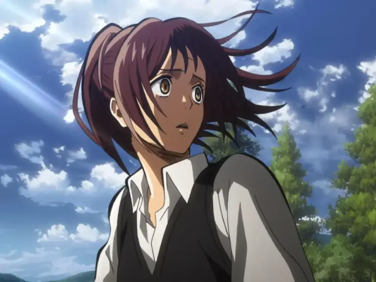 Sasha looking concerned as she returns to her destroyed home.