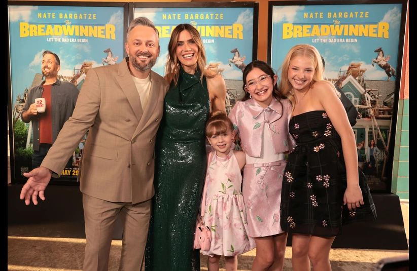 NASHVILLE, TENNESSEE - MAY 13: (L-R) Witer/producer Nate Bargatze, Mandy Moore, Charlotte Ann Tucker, Birdie Borria and Stella Grace Fitzgerald at the Nashville Special Screening of TriStar Pictures' "The Breadwinner" at Regal Hollywood & RPX on May 13, 2026 in Nashville, Tennessee.