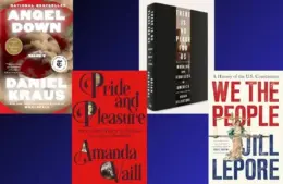 Covers of Pulitzer Prize winning books: Angel Down by Daniel Kraus, Pride and Pleasure by Amanda Vaill, There is No Place for Us by Brian Goldstone, and We the People by Jill Lepore