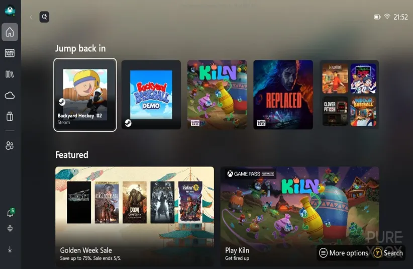 Xbox Mode home screen on laptop