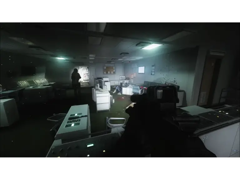 Escape from Tarkov player wielding a weapon in a room.