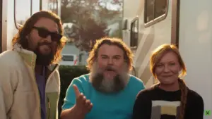 Image of Jack Black, Kirsten Dunst, and Jason Momo discussing Minecraft sequel.