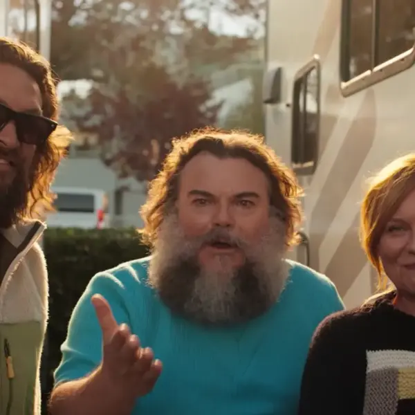 Image of Jack Black, Kirsten Dunst, and Jason Momo discussing Minecraft sequel.