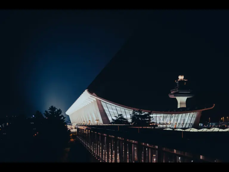 Photo of Dulles International Airport (IAD), Saarinen Circle, Dulles, VA, USA at night