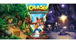 The artwork for the 3 games in Crash Bandicoot trilogy.