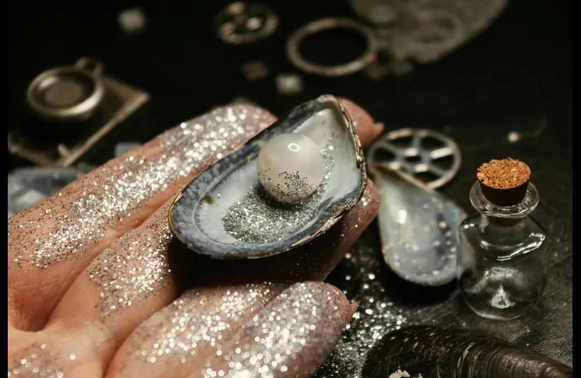 In daily devotional, a pearl is shown in its oyster shell that's being held in a woman's hand.