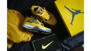 rare jordans with matching box and logo create a bold fashion statement