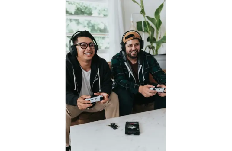 Electronic Arts employees playing video games.